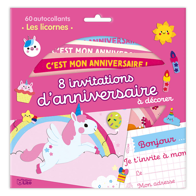 8 Invitations D Anniversaire Les Licornes Editions Lito